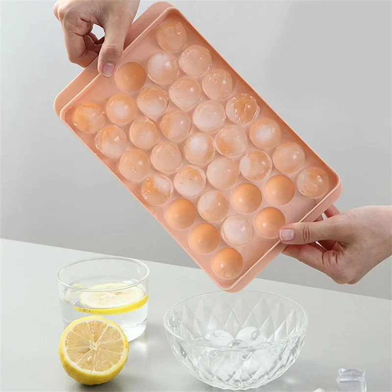 Plastic 33 cavity  ice ball mold DIY whiskey Ice cube Mold Ice tray with cover