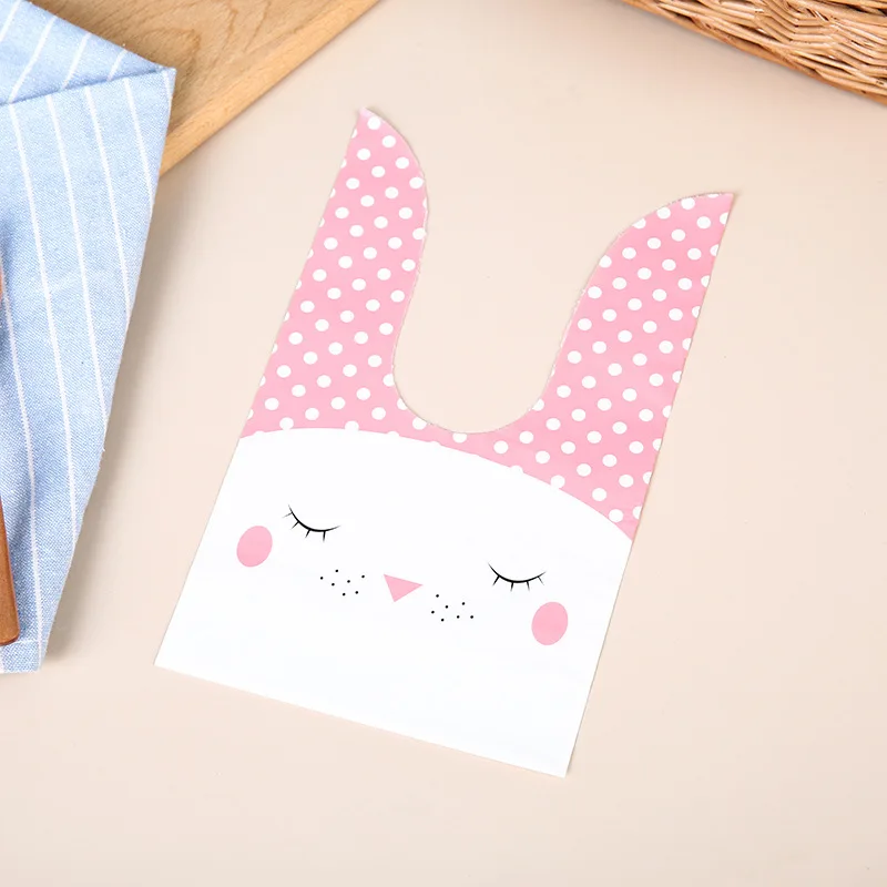 Wholesale 50/Pack Party Favor Bags Rabbit Ear Plastic Gift Goodie Bags for Kids Gift Treat Candy Dessert Toy Snack