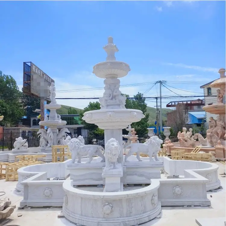 Hot Sale outdoor largest Natural Stone Water Landscape Feng Shui white marble greek fountain For Garden