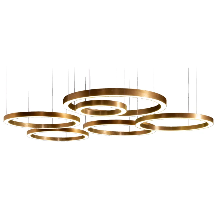 L4u custom modern large size round pendant light luxury circle modern led chandeliers for dinning room