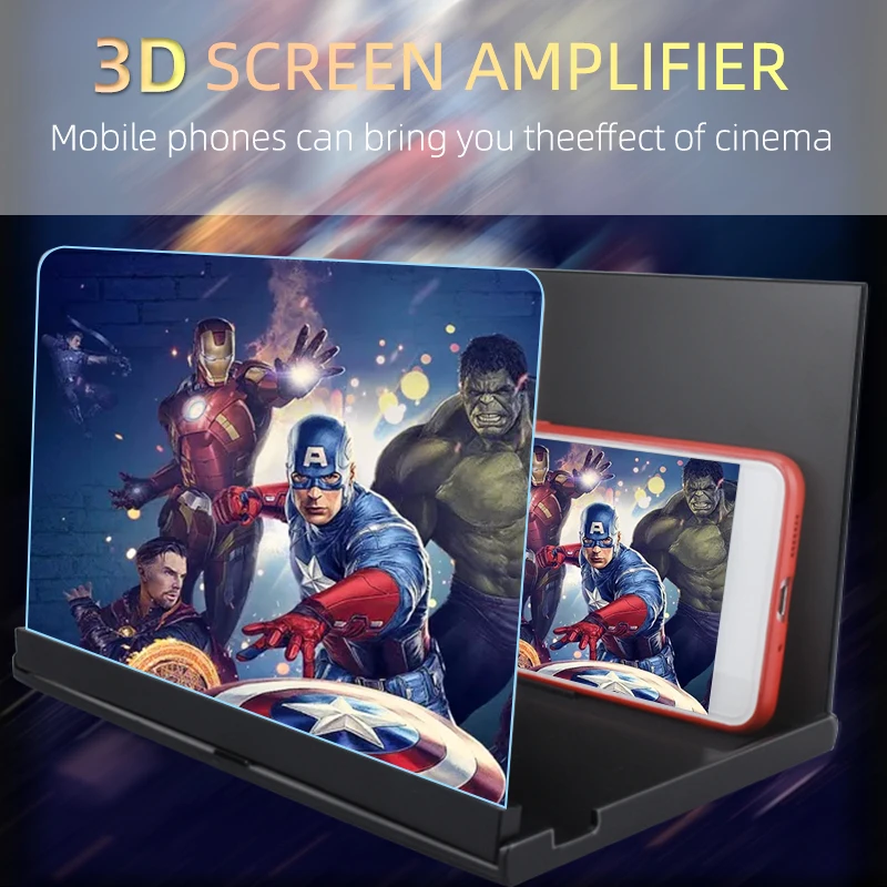 Лидер продаж 12 дюймов 3d увеличитель экрана Hd для рабочего стола кронштейн мобильного