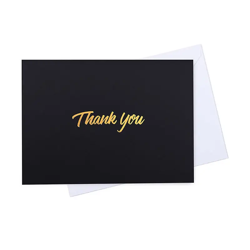 Custom Card Printing greeting Thank You Cards in gold foil embossed lettering and matching bulk envelopes