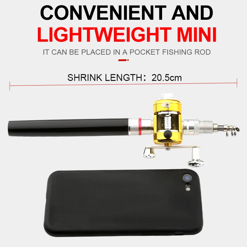 FISHGANG telescopic pen mini fishing rod telescopic pocket  mini pen fishing rod and reel pen telescopic