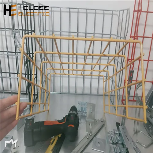 light powder coated galvanized steel basket type wire mesh cable tray 500mm with crimped top wirewith cover weight
