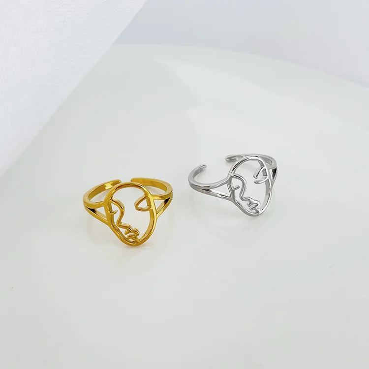 Позолота 18K золота в виде незаполненного полые части тела улыбающихся рожиц кольцо для мужчин и женщин ювелирные