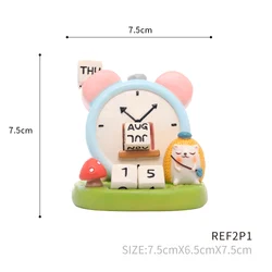 Roogo Resin Clock Mini Figures Home Decor Ornament