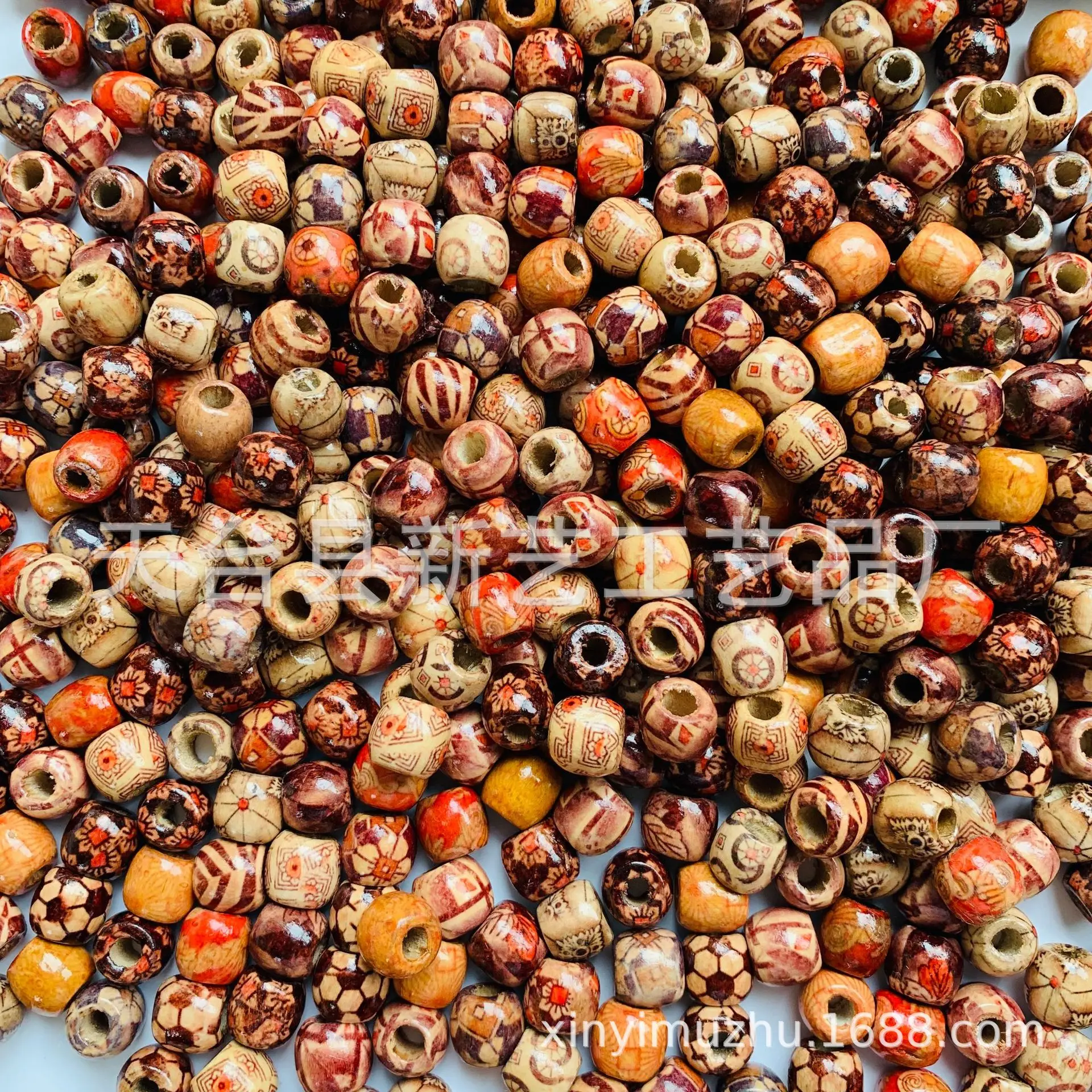 Wooden beads hair beads for braids round loose mixed color flower wooden dirty braid ring braided beaded wigs