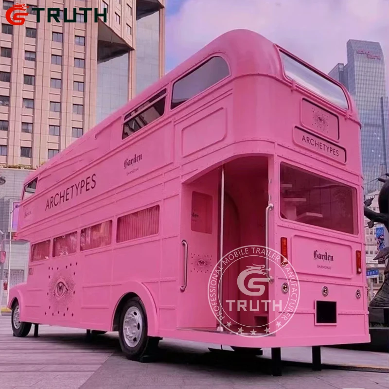 Luxury Double Decker Food Cart Open Bus Ice Cream Hot Dog Food Truck Mobile Beer Bar Food Truck Trailer