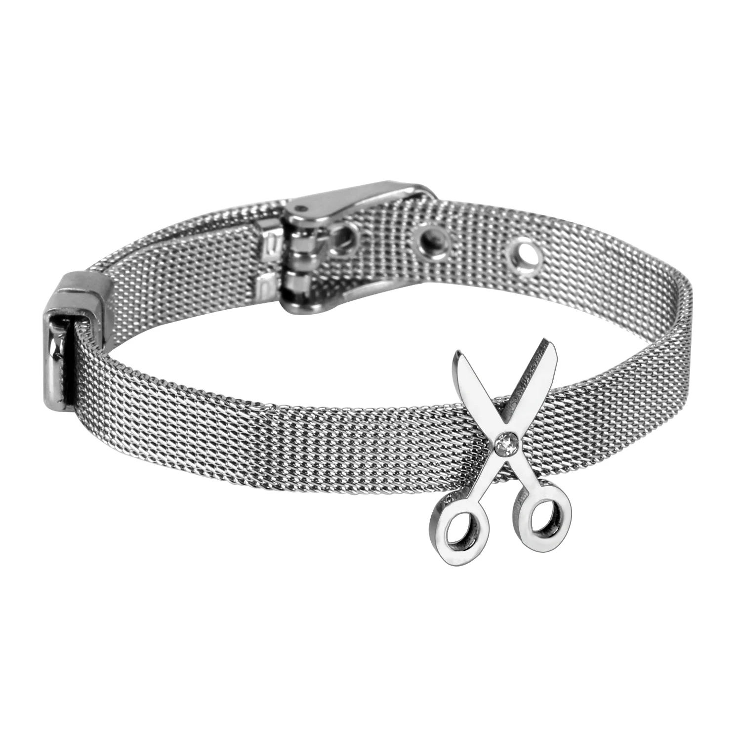 Stainless Steel 18K Gold Plated Scissors Shape Silver Gold Fashion Bangle Bracelet Men Women leather bracelet