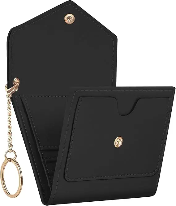 Customizable Premium Leather RFID Blocking Ladies Compact Trifold Small Wallet With Chain