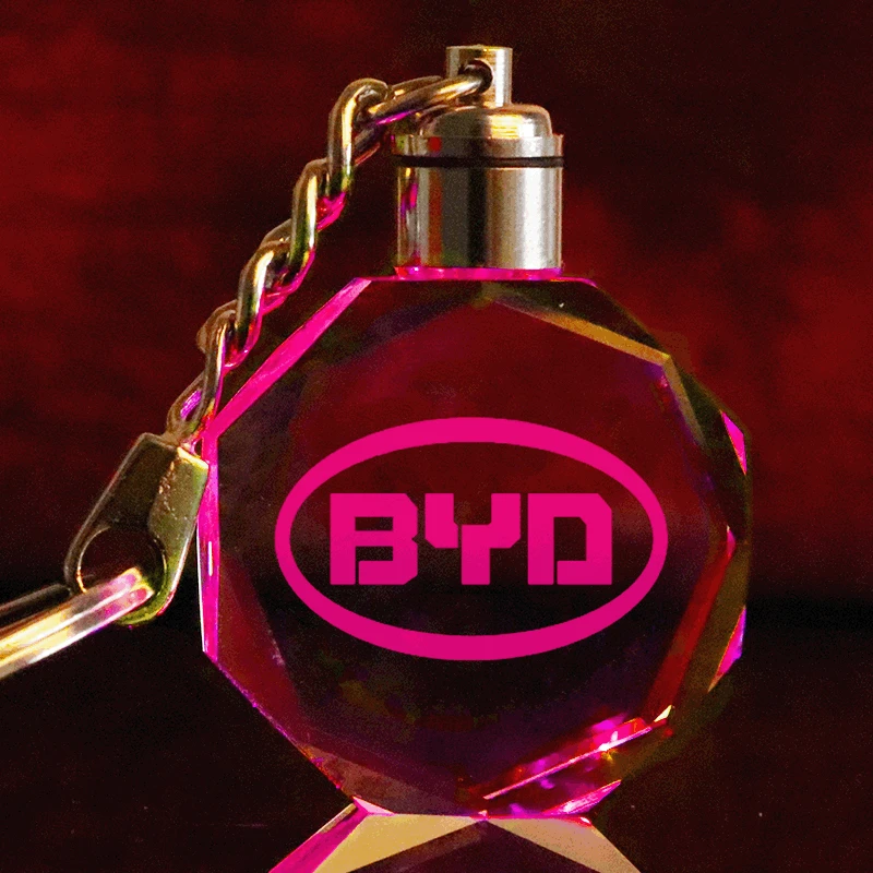 Carved inside the crystal keychain car logo custom LED colorful luminous pendant gift manufacturers wholesale