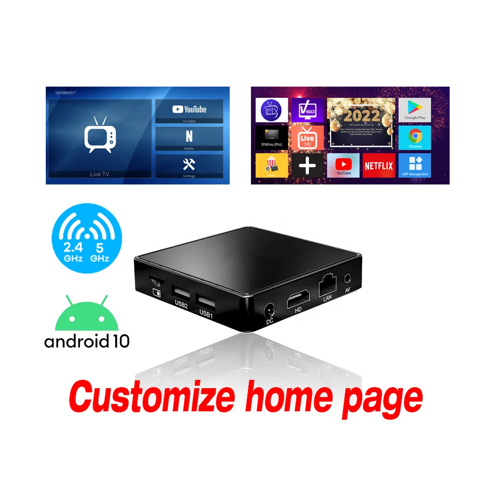 Wholesale TV Box Android 11 Support 6K ULTRA HD 2GB/4GB ram Allwinner H616 10bit HDR Smart TV Box With BT remote Control
