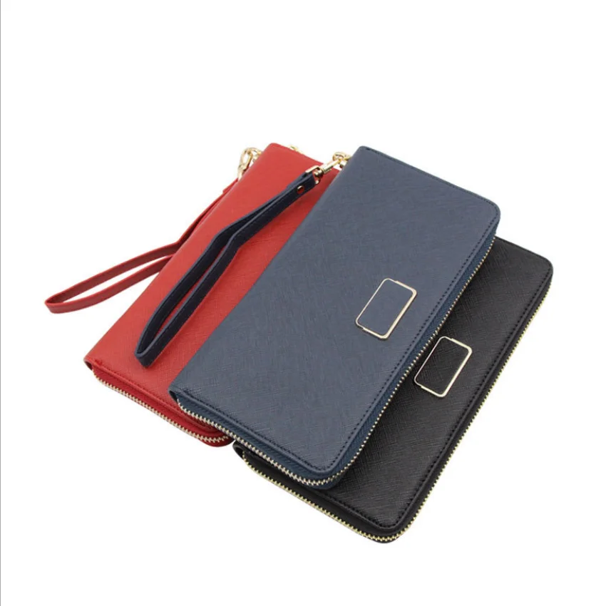 
Trendy Wireless Charging Zipper Wallet Universal Power Bank 5000mAh Embossed Logo Women Wallet 