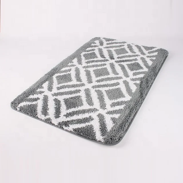 Hot sale Bath Rug Set Bathroom Geometric Microfiber Bath Mat Water Absorbent Bathroom Rug Shower Rugs