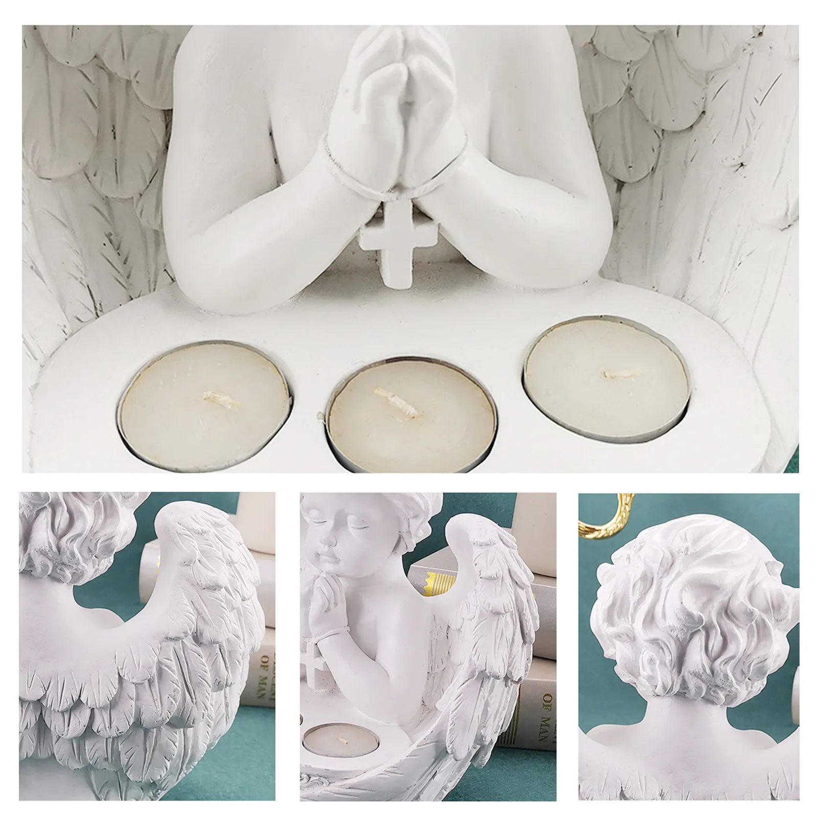 Angel Candle Holder Decoration Statue Table Resin Figurine Sculpture Ornaments Candlestick European Durable Office Home Decor