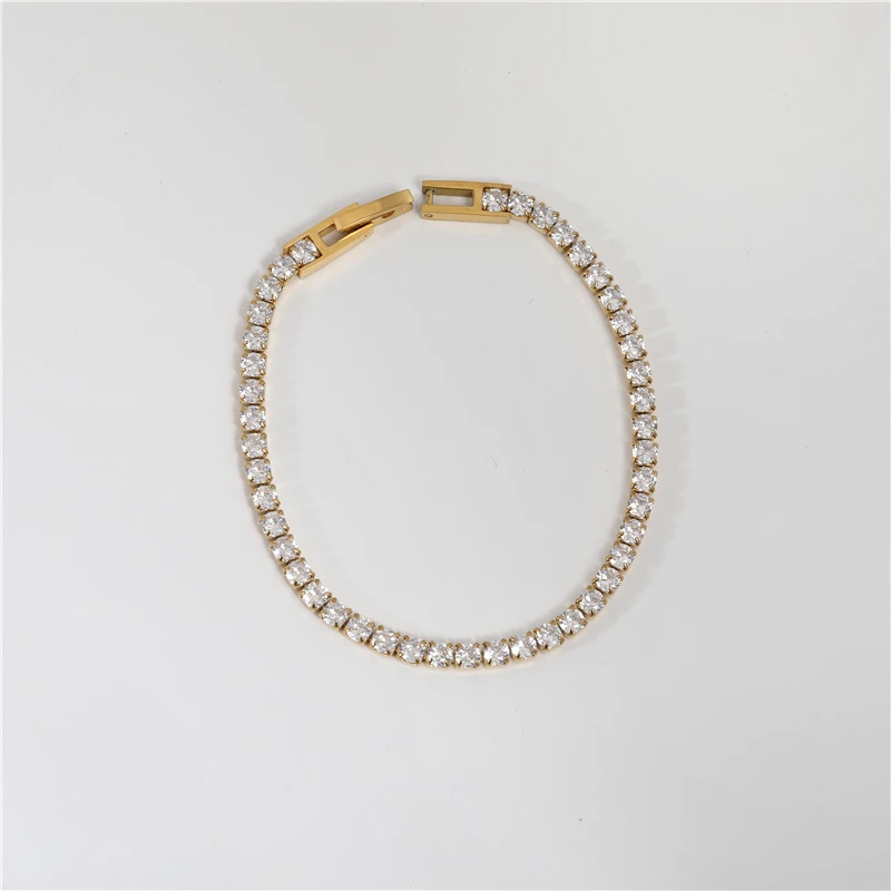 Waterproof & Tarnish Free 18K Gold Plated Luxury  Zirconia Pave Stainless Steel  Necklace Fashion Jewelry