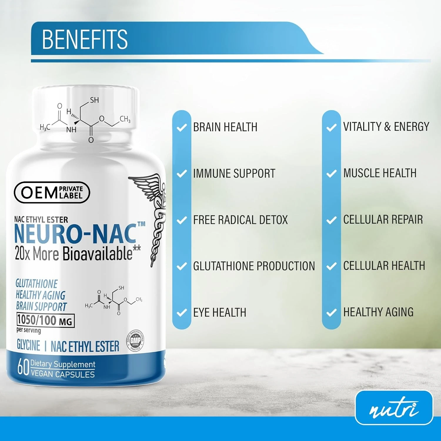 Private Label NAC Supplement N-Acetyl-Cysteine Capsules with Selenium & Molybdenum Vegan N-Acetyl Cysteine