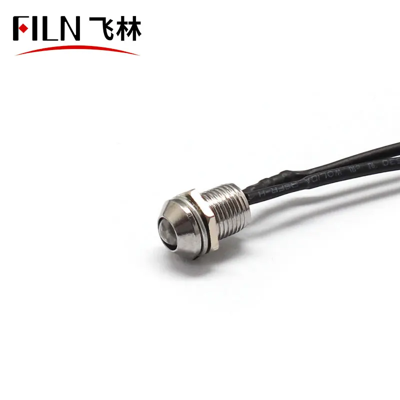 FILN 8MM 220V Yellow Green Kitchen Equipment Metal Led Indicator Lights Screw Terminal With Wire Leading