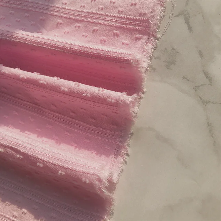 Blue pink white cotton pure swiss dot floral embroidery fabric for shirt and dress