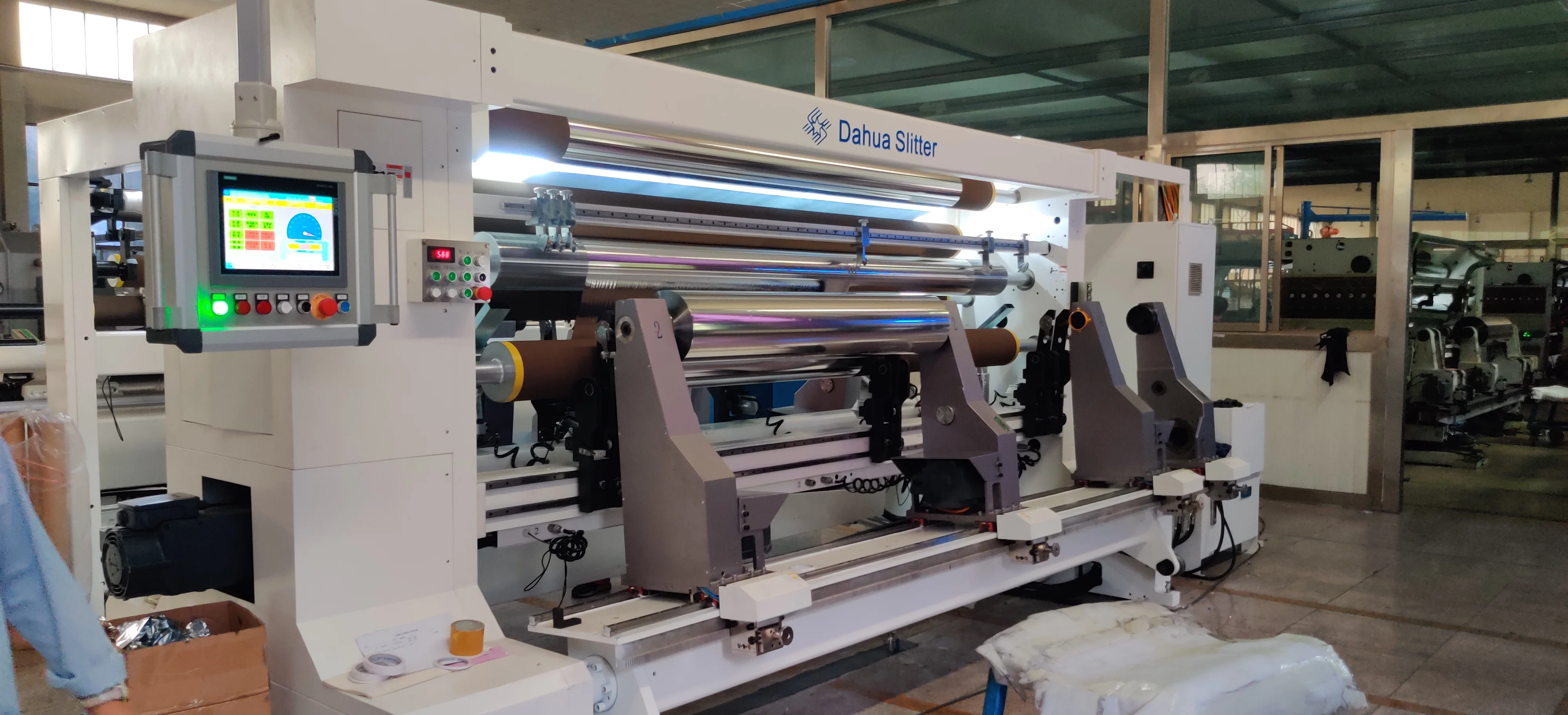 Dahua slitter 1.0 version 2700mm web width slitter for metallized CPP film individual station type slitting machine film slitter