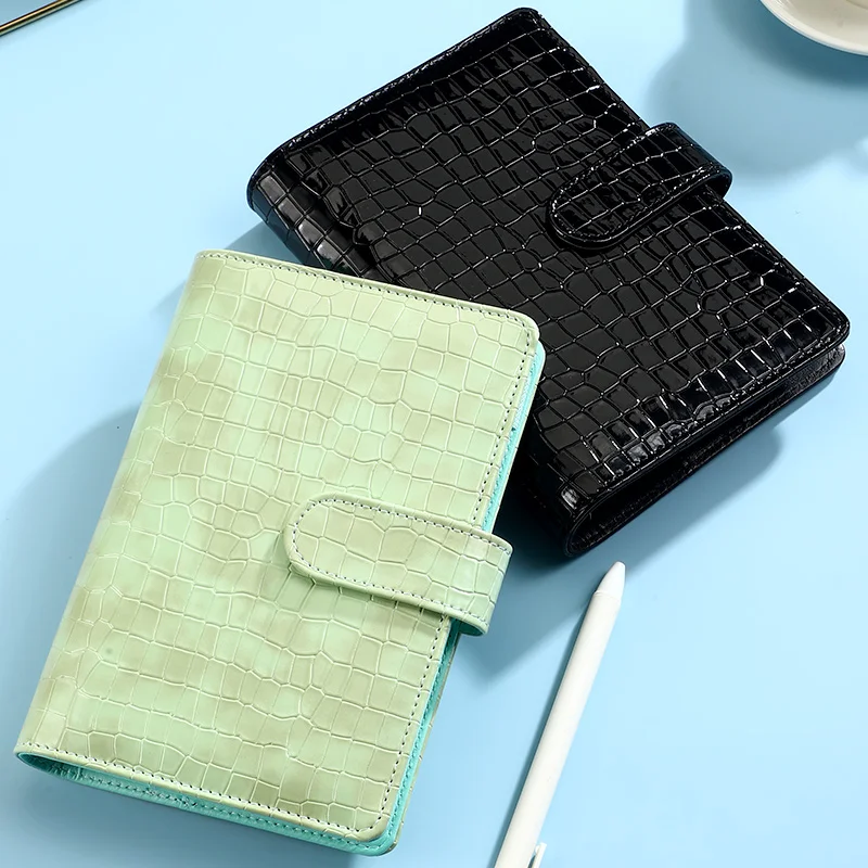 PU Leather Alligator Pattern Macaron Notebook Binder Book Cover with card slot agenda planner organizer stationery A6 A5