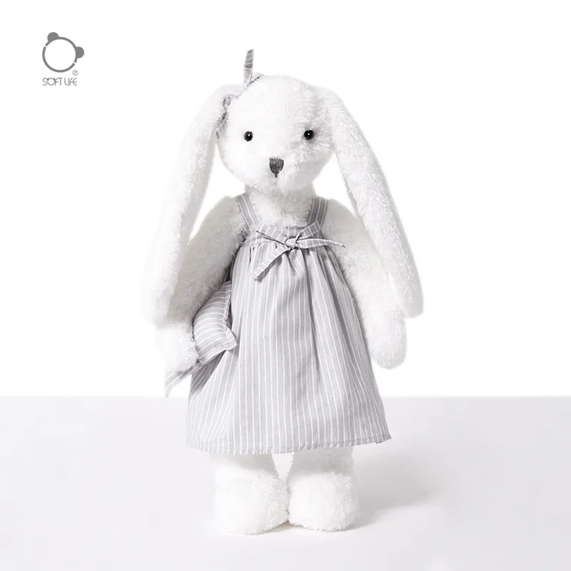 Custom super soft white stuffed animal plush toys bunny with long ears