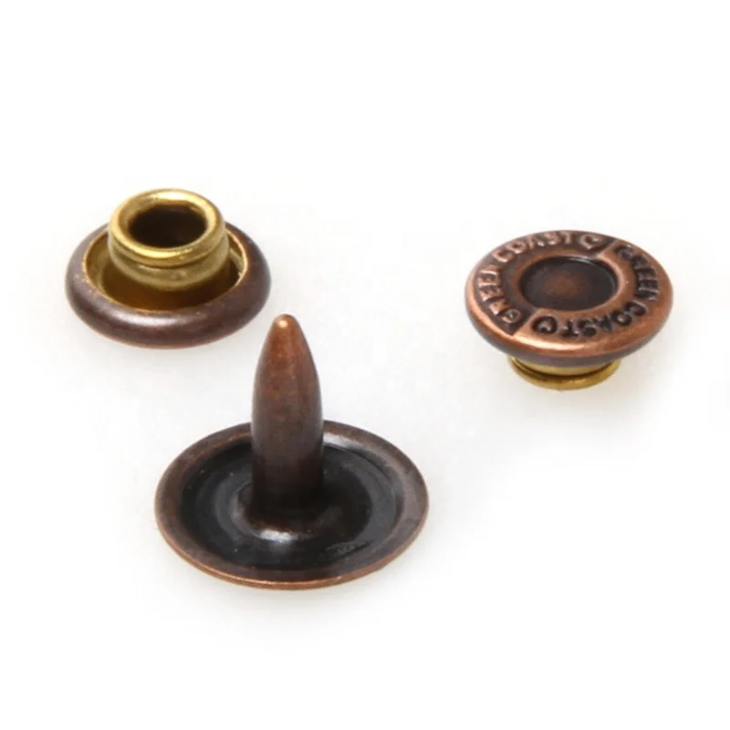 Custom wholesale Engraved LOGO gold Metal brass zinc alloy nipple up nipple down Jeans garment rivet stud for clothes