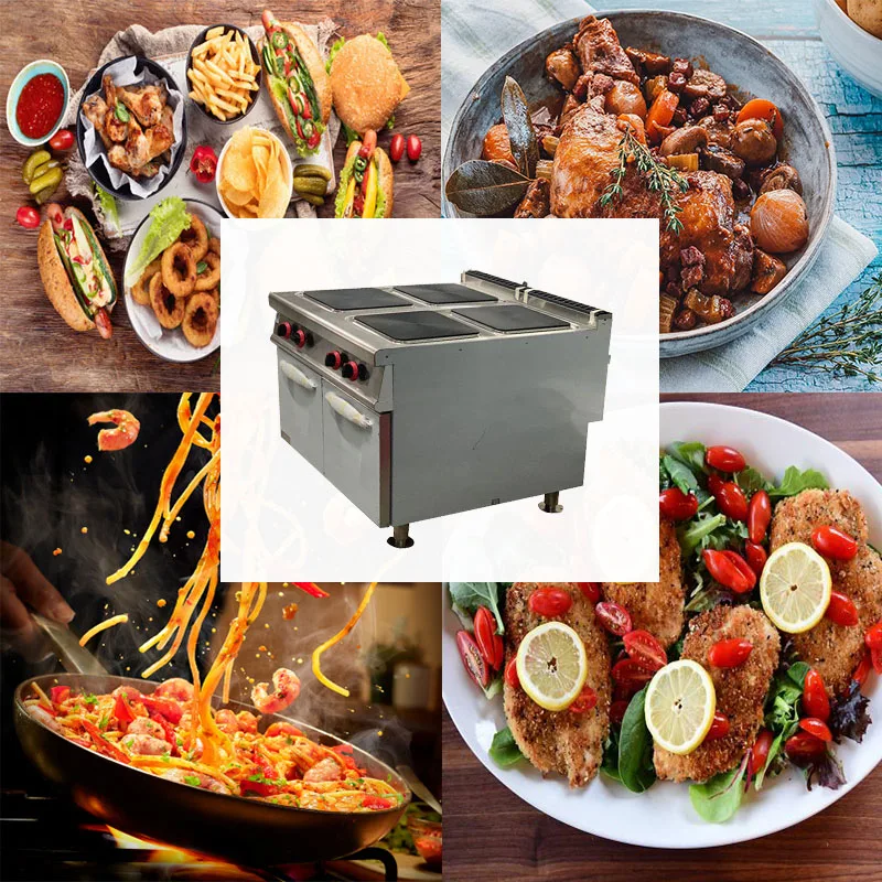 380V Kitchen Equipment Electric Range Stove with Oven Electric Baking Pan