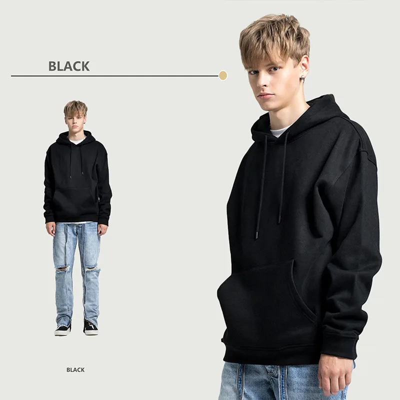 Stylish oversized blank hoodies custom logo option unisex street style loose cotton urban hoodies set