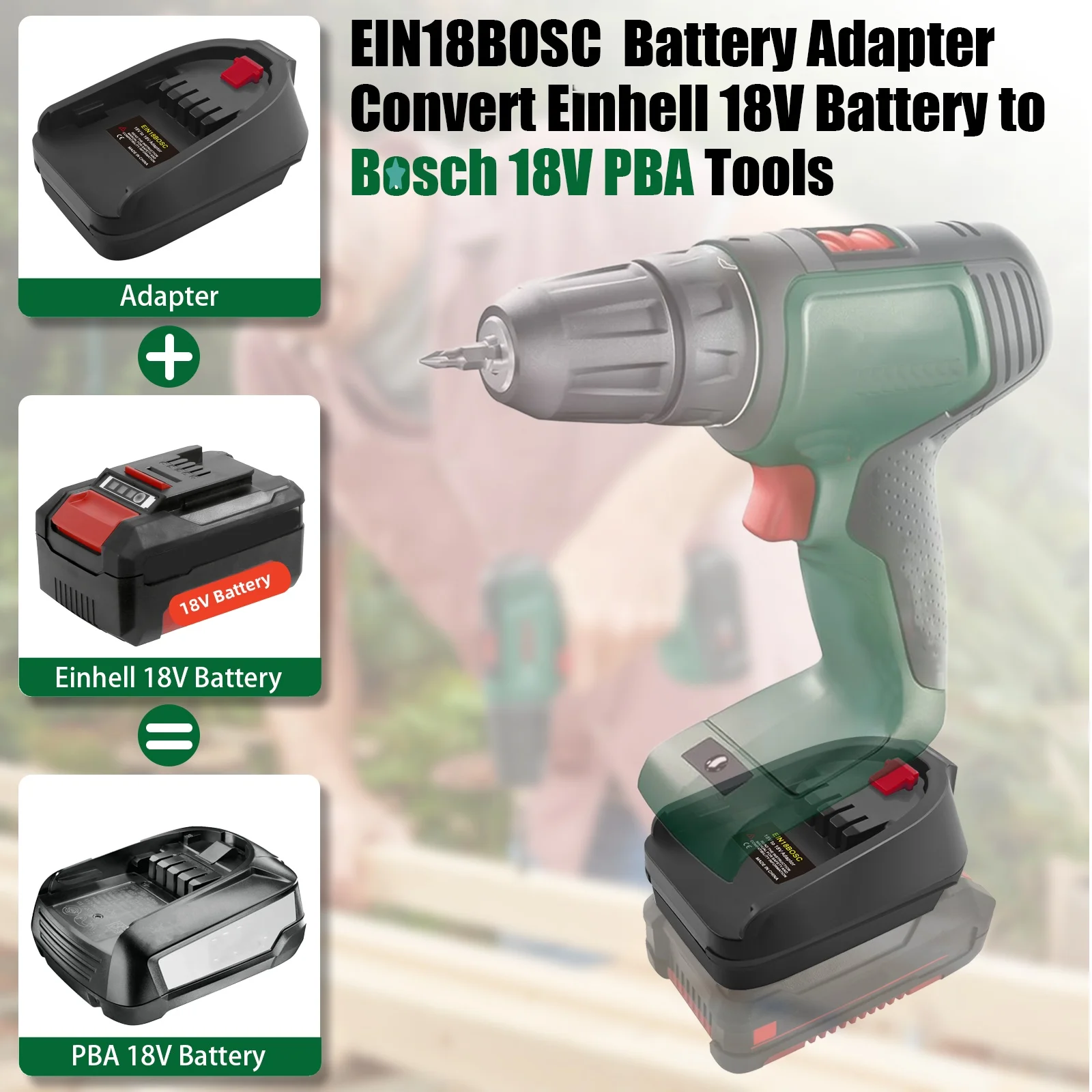 EIN18BOSC battery adapter for Einhell 18V lithium battery convert to BOSCHs C series 18V cordless Power Tools
