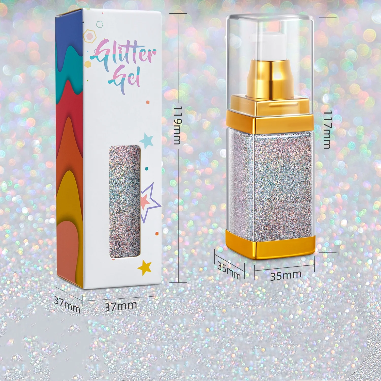 New makeup body glitter gel girl face stage makeup sequins jelly eye sequins ceremonial cosmetics body bronzer oil with glitter