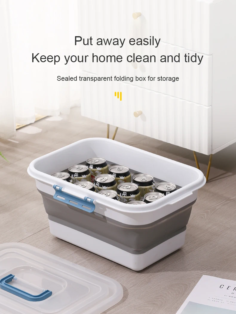 Household portable collapsible multi-function home tissue container with lid plastic box for storing sundries