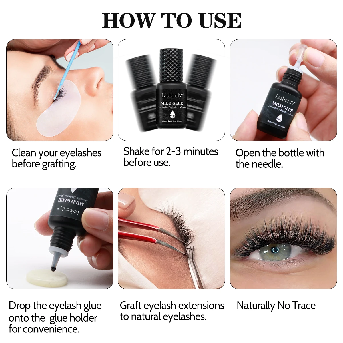 Lashonly Super Long Lasting  Fast Dry Safe Ingredients 5ml10ml Skilled Artist Use Non-irritating Low Odor Eyelash Extension Glue