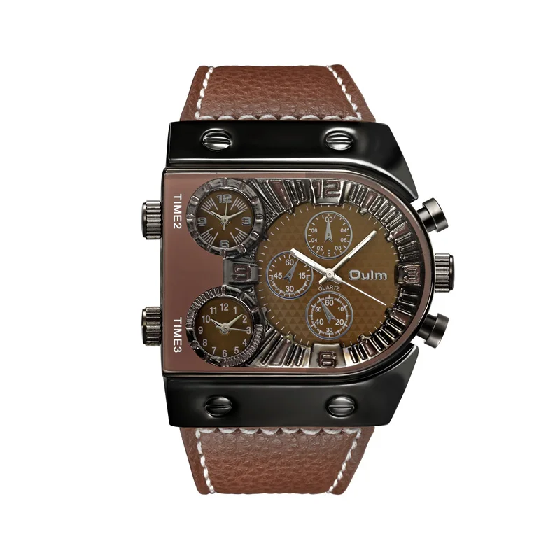 Oulm Watch 9315 Men Quartz Wrist Watch Leather Strap Cool Watch For Men Hot Sales