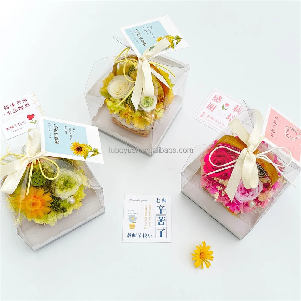 E- Luxury Small flower basket Eternal Gerbera rose flower arrangement preservwd flowers living room table decoration