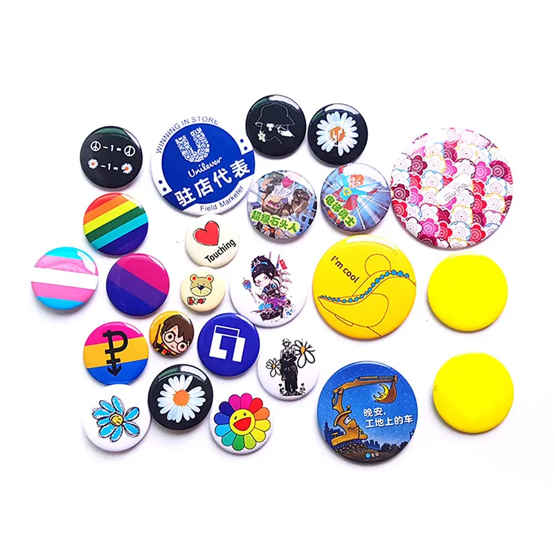 Hot selling 3 inch Custom White Blank MDF Round Circle Advertising Name Button Pin Badge For Sublimation