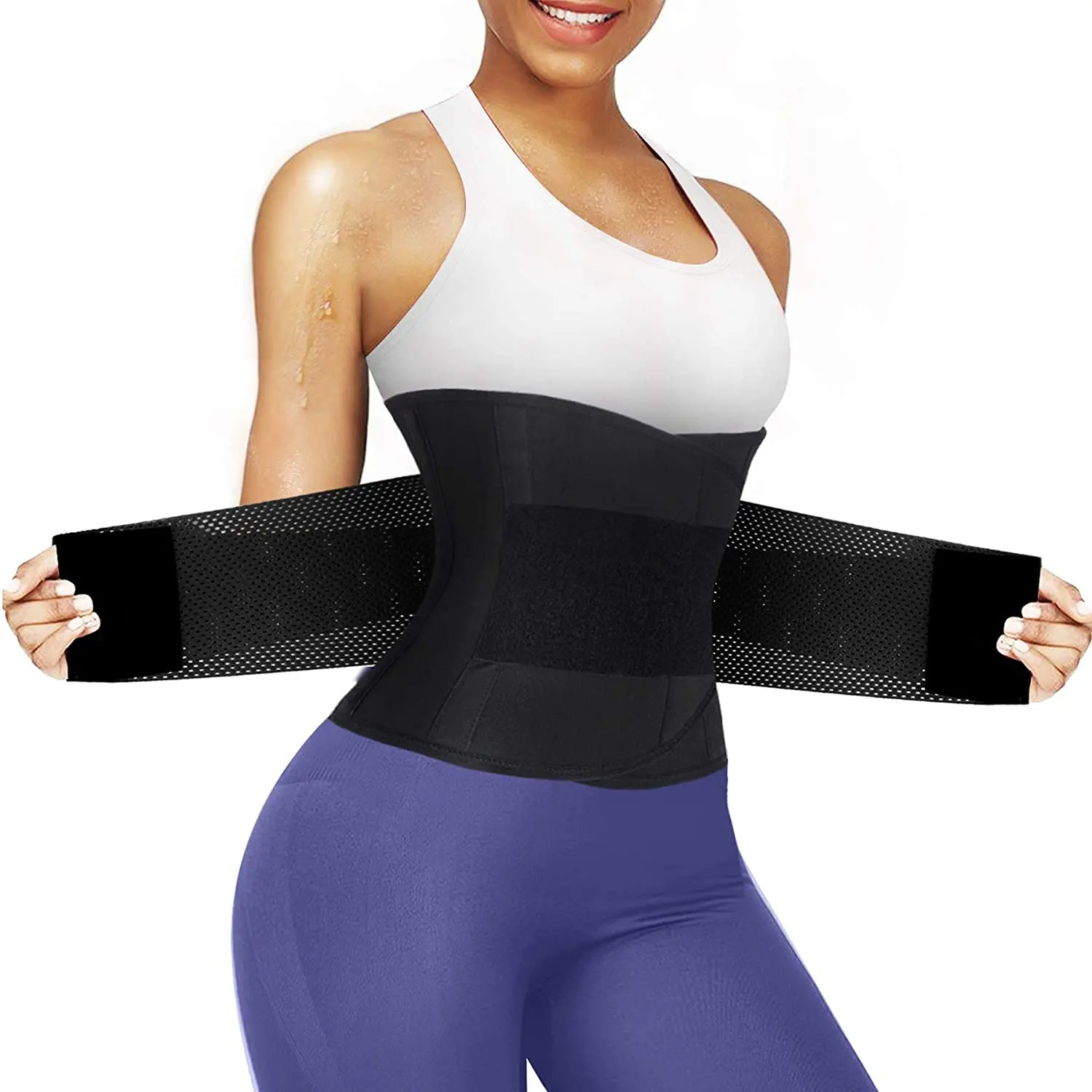 Waist Trimmer Belt Waist Support Waist Trainer Back Support Belt Adjustable Weight Loss Wrap Sweat Workout Neoprene Black Yellow