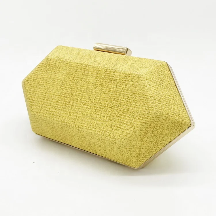 
Popular Bridal Proms Yellow Bags European New Style Women Evening Bags Metal Strap Purse Party PU Clutch Handbag For Wedding 