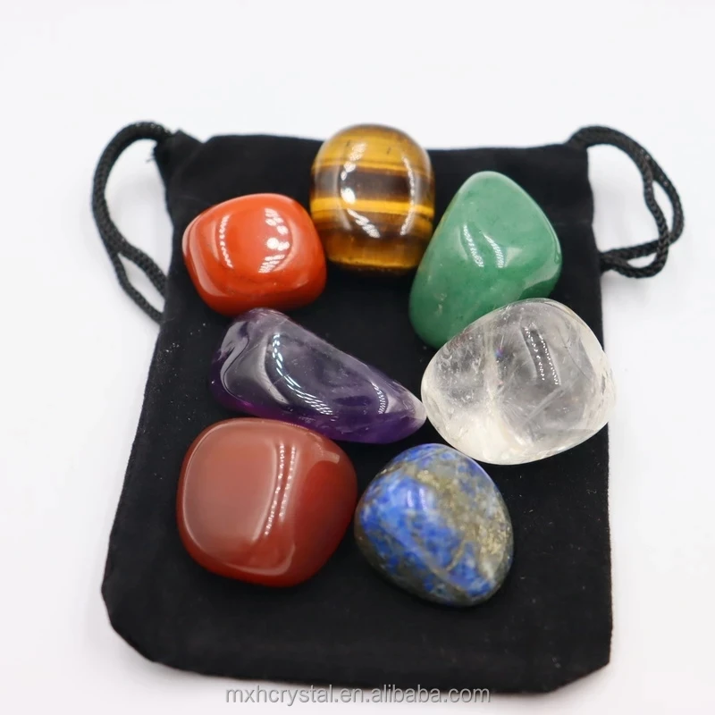 Natural Stone Tumbled stone Irregular  Rock Quartz 7 Chakra Set Yoga Energy Bead For Crystals Healing Decoration