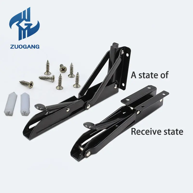 Zuogang Stainless Storage Rack Adjustable Angle Wall Mounted Shelf Bracket Wall-mounted Folding Bracket