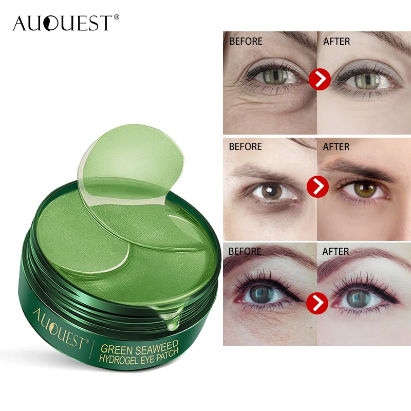 Custom Your Logo Green Tea Aloe Vera Seawood Collagen Eye Gel Patches Private Label Hydrating Under Hydrogel Eye Mask