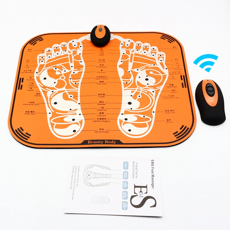 electrical foot massager with detachable control unit and soft solid foot mat cushion