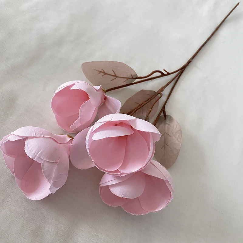 Multicolor-Pink Modern Style Artificial Flower Decoration Mariage A four-headed t Magnolia