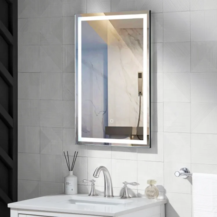 OEM Bathroom Vanity Mirrors For Wall With Metal Color black Frame led mirror