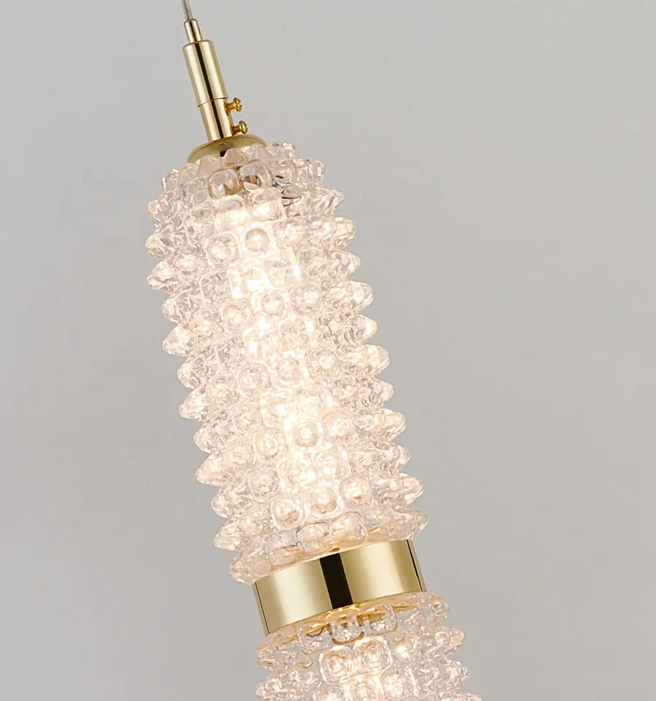 2022 New Modern golden Capsule shape pendant lamp crystal glass spiral LED villa stairs glass chandelier