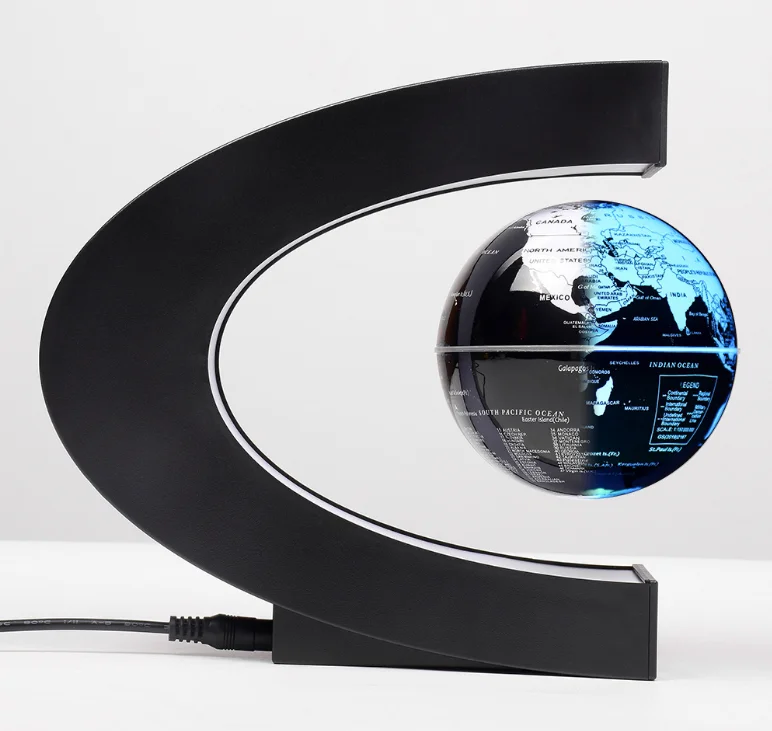 С-образный Магнитный левитационный Плавающий глобус с подсветкой вращающаяся карта мира US EU AU UK украшение для дома