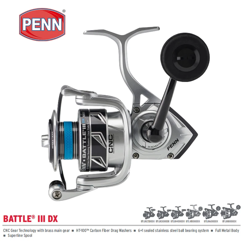 100% Original PENN Battle BTL IV 3000 - 8000DX Full Metal Body Spinning Fishing Reel 5+1BB Sealed Design HT-100 Saltwater Reel