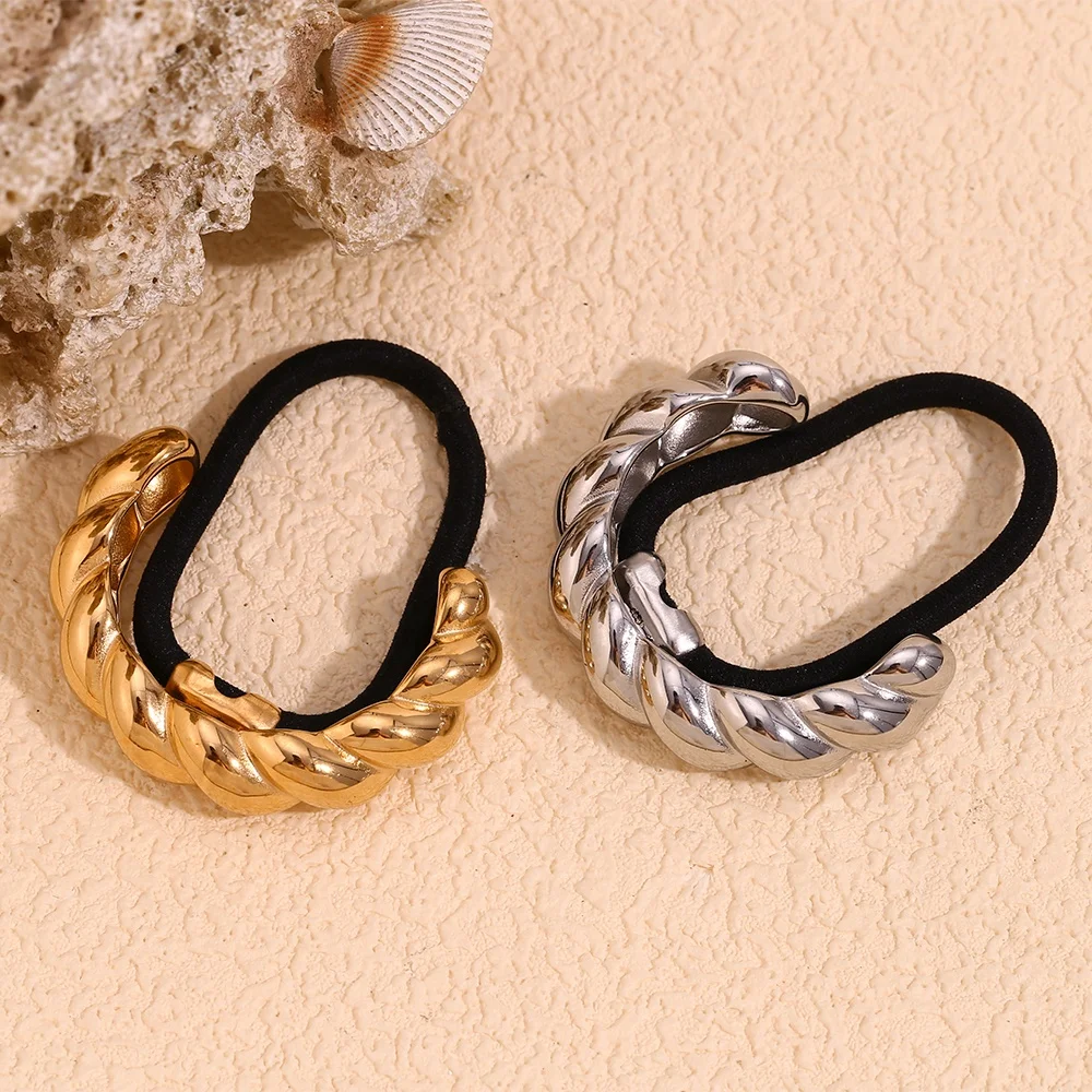 Twist Gold Plated Hair Ties For Women Fashion Jewelry Hair Accessories Tarnish Free Stainless Steel Jewelry