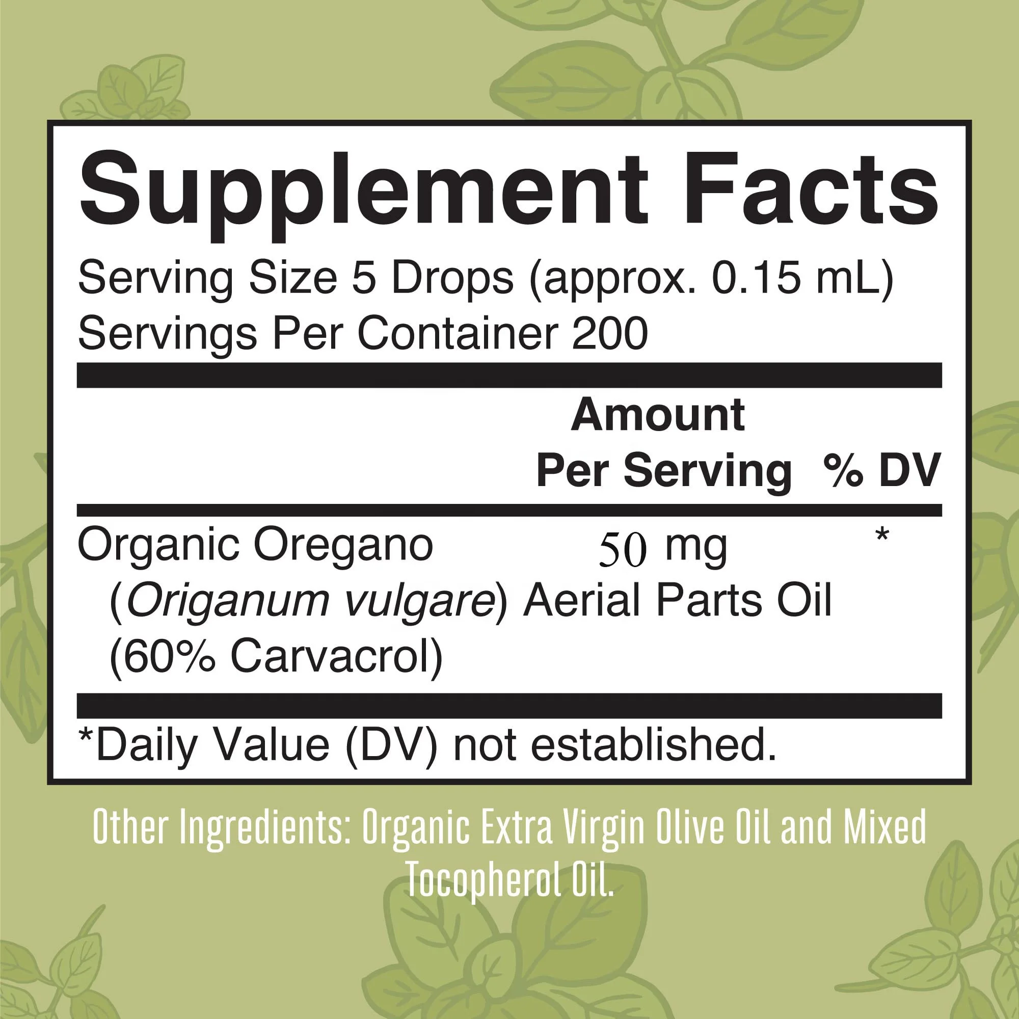 USDA Organic Oregano Oil Drops OEM ODM Herbal Liquid Blend Vitamin Supplement for Adult Immune Support