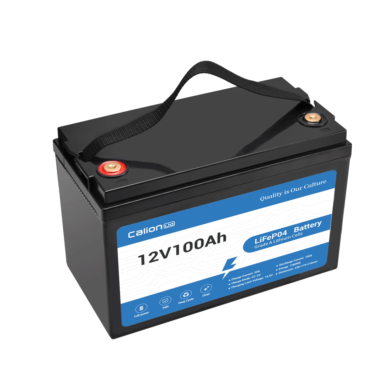 Calion Rechargeable lifepo4 Li-ion Battery Solar system Pack 12V 100Ah Battery